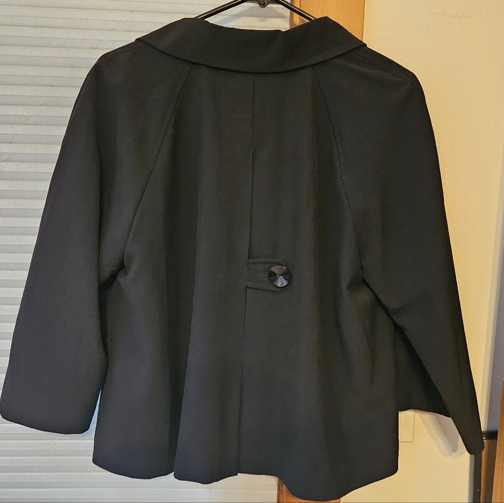First Option Y2K Cape Suit Jacket Cropped Sleeves Black Size 14 - Picture 2 of 7